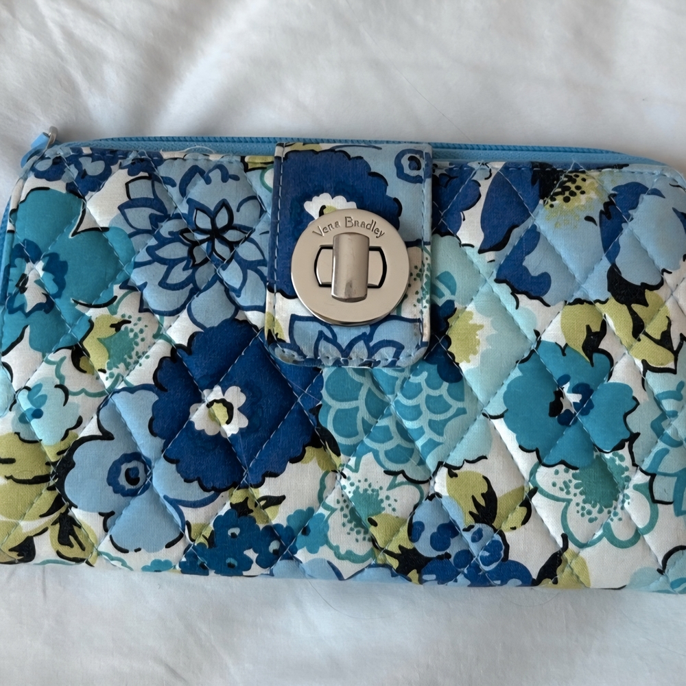 Vera Bradley Blue Floral Quilted Clutch